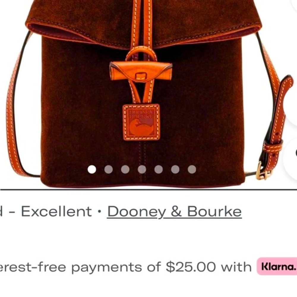 Dooney @ Bourke navy suede crossbody bag. - Picture 2 of 8